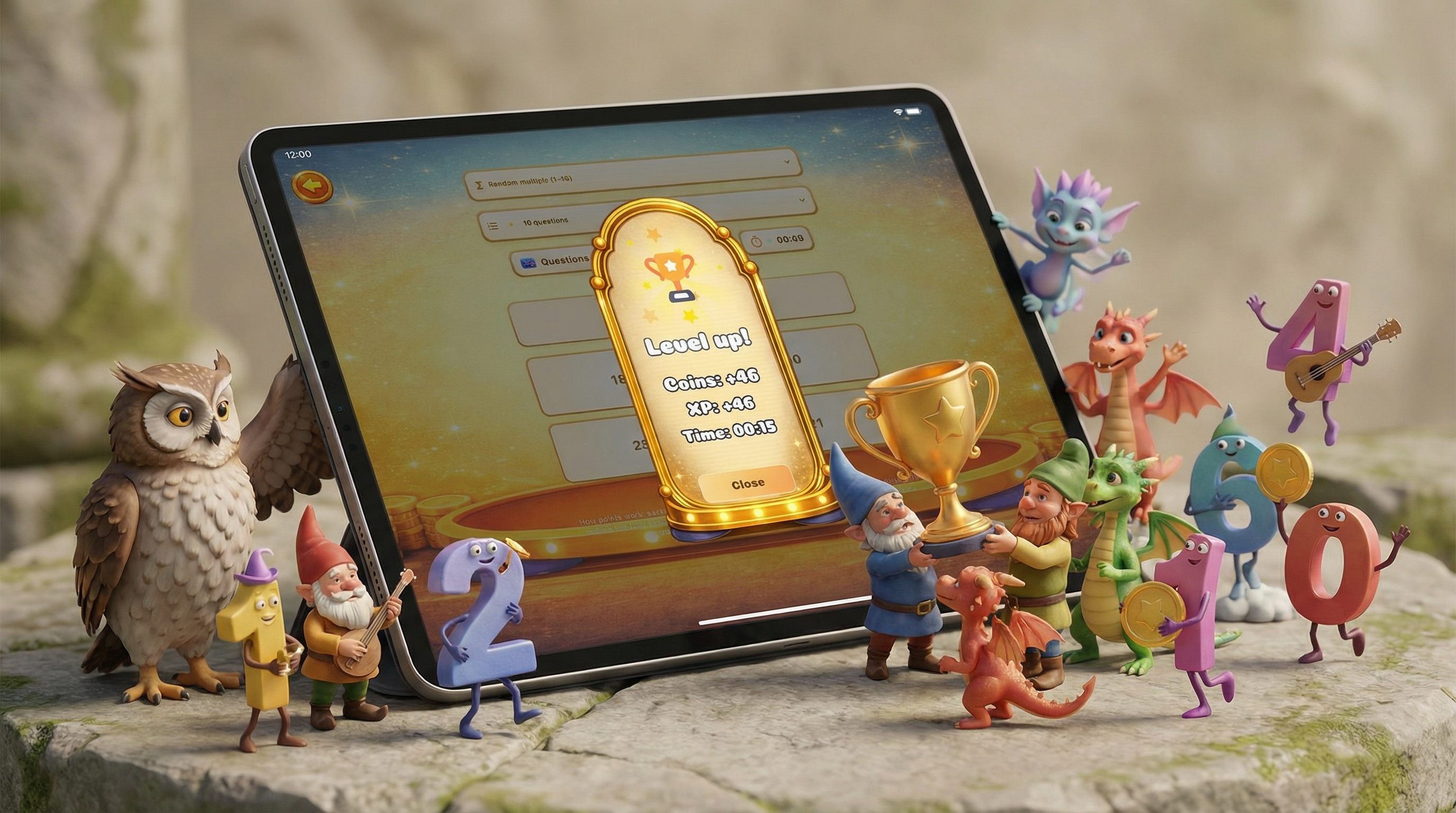 ThinkyKids level up reward screen